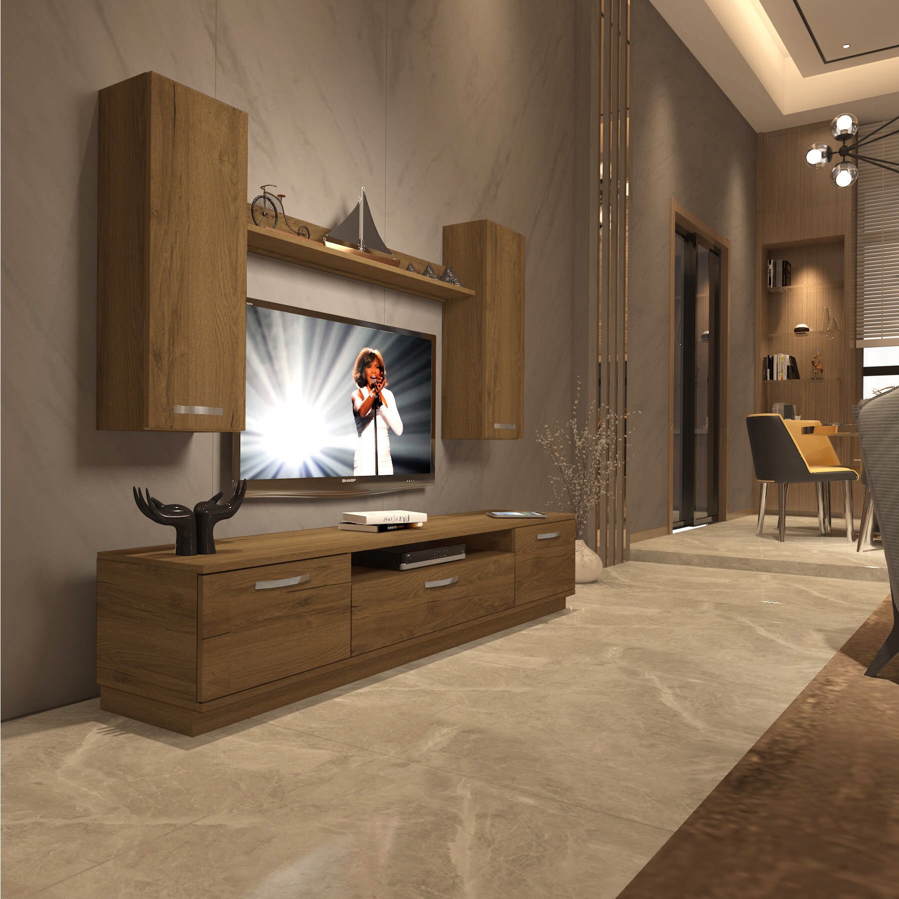 Decoraktiv Trio 5D Mdf Tv Ünitesi Tv Sehpası Pera