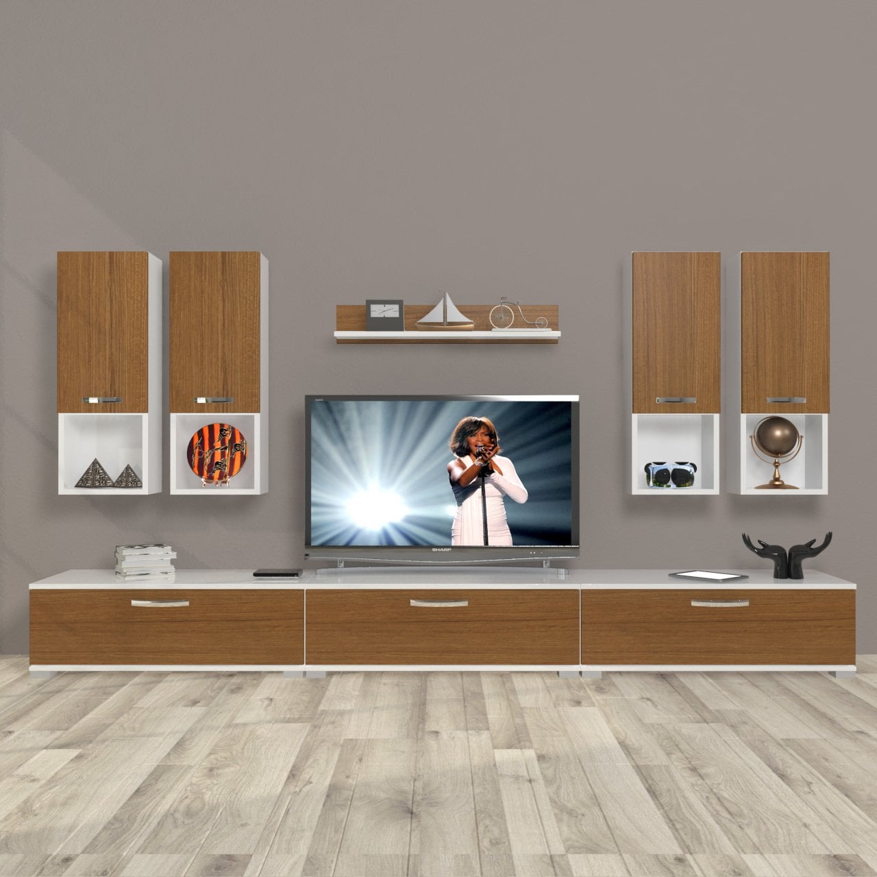 Decoraktiv Eko 8DA Slm Tv Ünitesi Tv Sehpası Beyaz - Ceviz