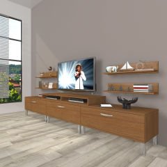 Decoraktiv Ekoflex 270r Slm Krom Ayaklı Tv Ünitesi Tv Sehpası Ceviz