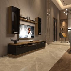 Decoraktiv Trio 5D Mdf Tv Ünitesi Tv Sehpası Pera - Siyah