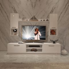 Decoraktiv Eko 5DAB Slm Dvd Tv Ünitesi Tv Sehpası Parlak Beyaz