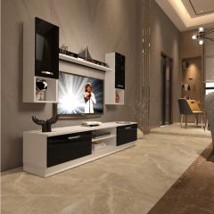 Decoraktiv Eko 5DAB Slm Dvd Tv Ünitesi Tv Sehpası Beyaz - Siyah