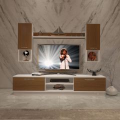 Decoraktiv Eko 5DAB Slm Dvd Tv Ünitesi Tv Sehpası Beyaz - Ceviz