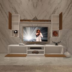 Decoraktiv Eko 5DAB Slm Dvd Tv Ünitesi Tv Sehpası Beyaz - Ceviz