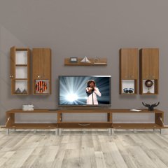 Decoraktiv Eko 8DA Slm Krom Ayaklı Tv Ünitesi Tv Sehpası Ceviz