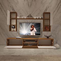 Decoraktiv Eko 5DAB Slm Dvd Tv Ünitesi Tv Sehpası Ceviz - Beyaz