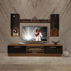 Decoraktiv Eko 5DAB Slm Dvd Tv Ünitesi Tv Sehpası Ceviz - Siyah