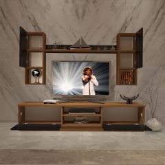 Decoraktiv Eko 5DAB Slm Dvd Tv Ünitesi Tv Sehpası Ceviz - Siyah