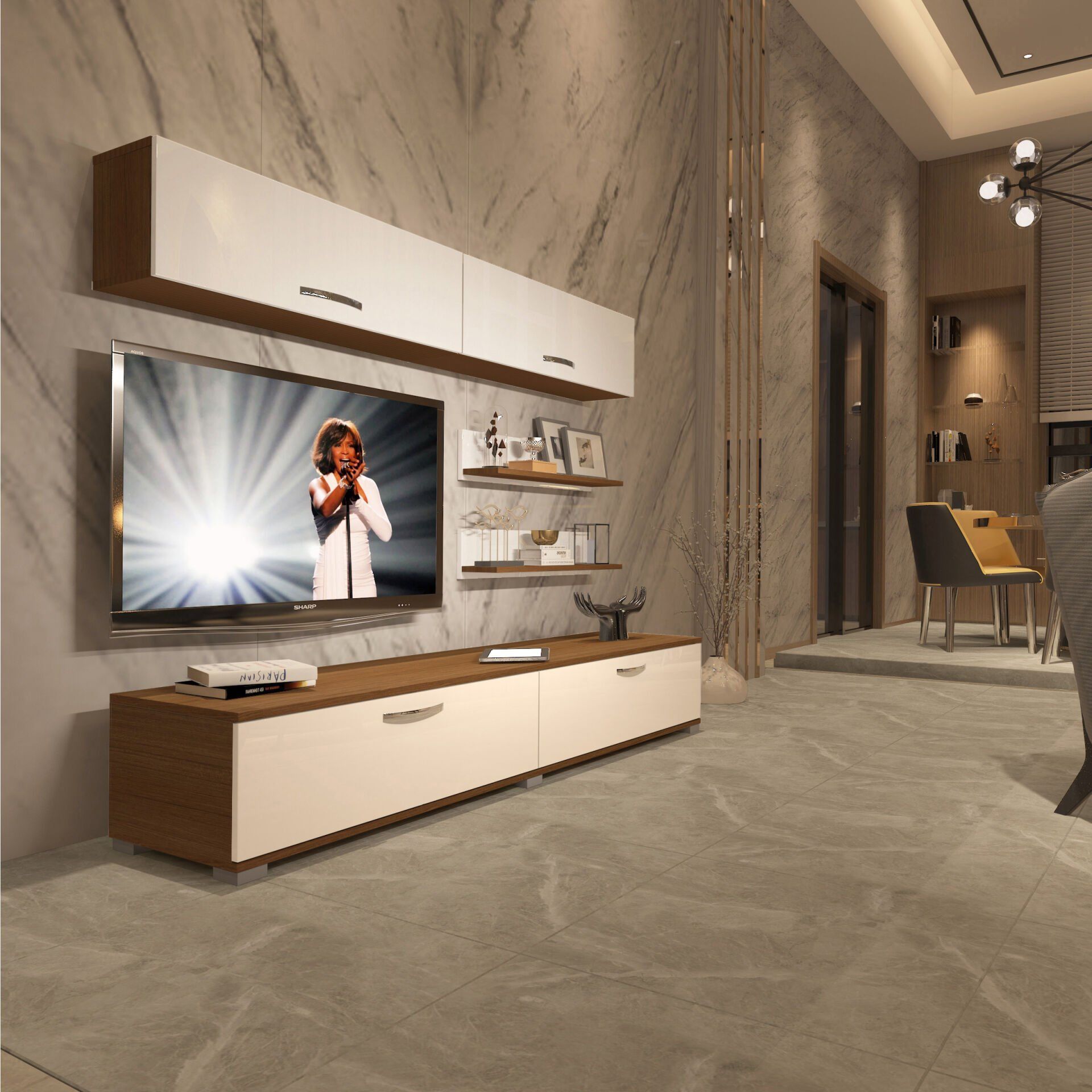 Decoraktiv Eko 5 Slm Std Tv Ünitesi Tv Sehpası Ceviz - Beyaz