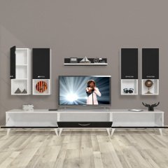 Decoraktiv Eko 8DA Slm Retro Tv Ünitesi Tv Sehpası Beyaz - Siyah