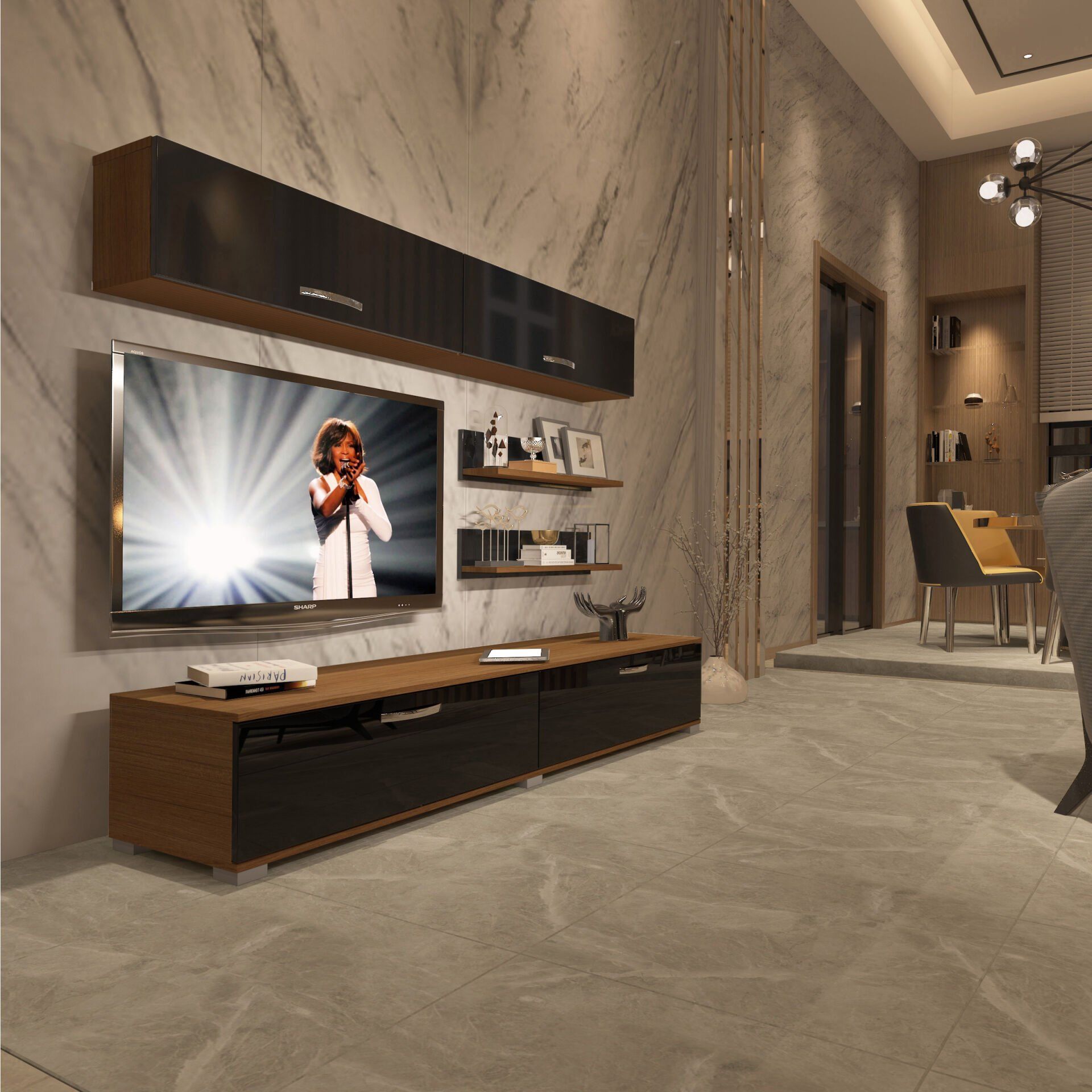 Decoraktiv Eko 5 Slm Std Tv Ünitesi Tv Sehpası Ceviz - Siyah