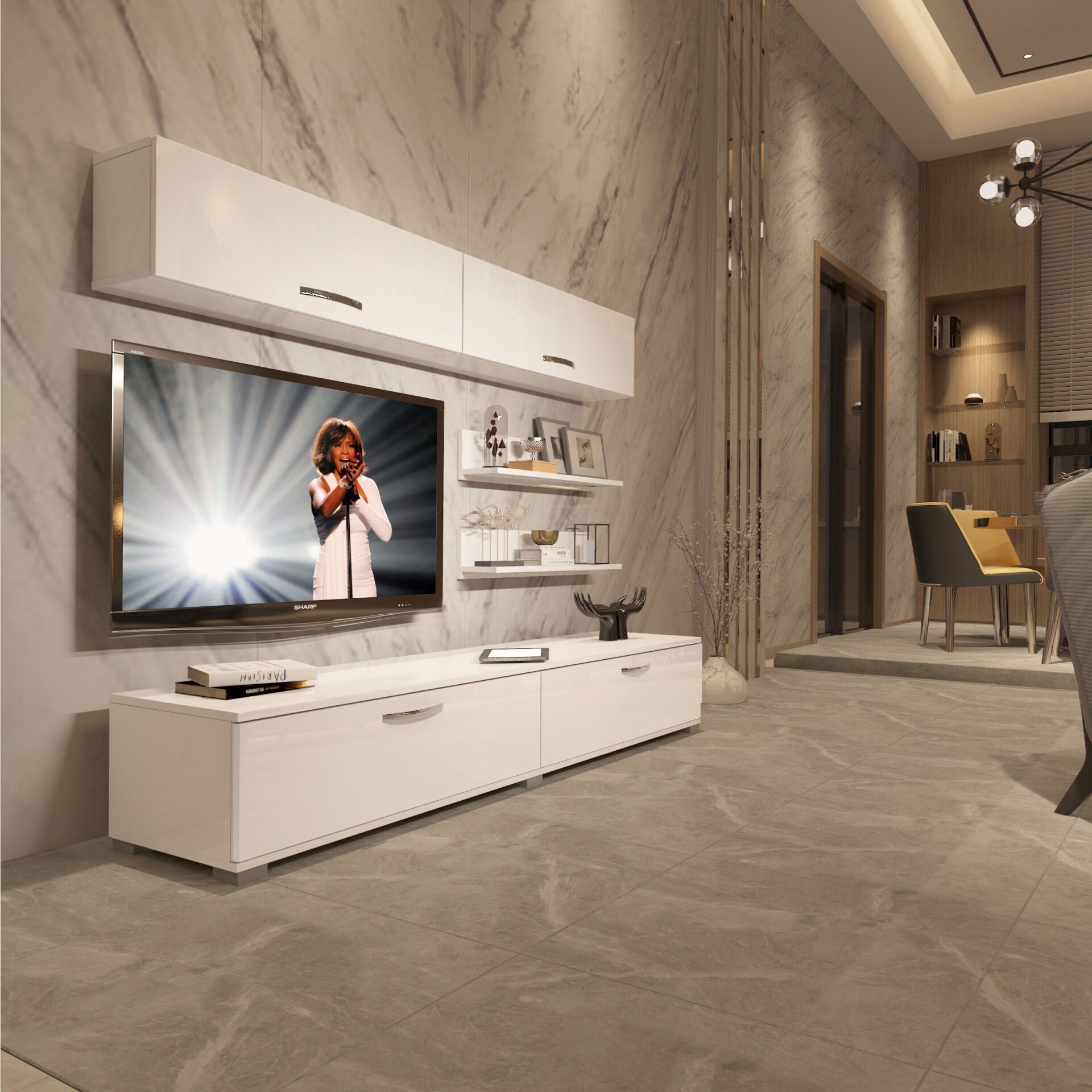 Decoraktiv Eko 5 Slm Std Tv Ünitesi Tv Sehpası Parlak Beyaz