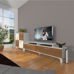 Decoraktiv Ekoflex On Slm Silver Tv Ünitesi Tv Sehpası Beyaz - Siyah