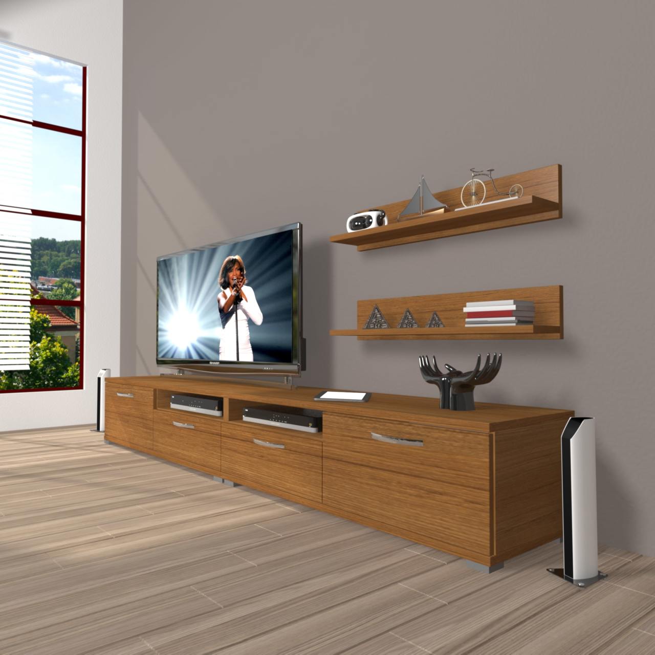 Decoraktiv Eko 200r Mdf Tv Ünitesi Tv Sehpası Ceviz