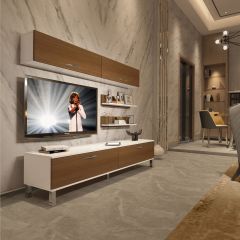 Decoraktiv Eko 5 Slm Std Krom Ayaklı Tv Ünitesi Tv Sehpası Beyaz - Ceviz