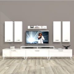 Decoraktiv Ekoflex 8D Slm Retro Tv Ünitesi Tv Sehpası Parlak Beyaz