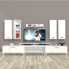Decoraktiv Ekoflex 8D Slm Retro Tv Ünitesi Tv Sehpası Parlak Beyaz