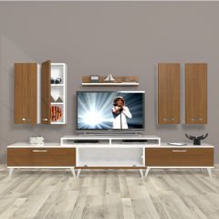 Decoraktiv Ekoflex 8D Slm Retro Tv Ünitesi Tv Sehpası Beyaz - Ceviz