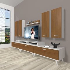 Decoraktiv Ekoflex 8D Slm Retro Tv Ünitesi Tv Sehpası Beyaz - Ceviz
