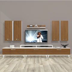 Decoraktiv Ekoflex 8D Slm Retro Tv Ünitesi Tv Sehpası Beyaz - Ceviz