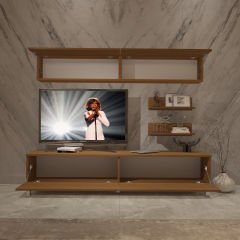 Decoraktiv Eko 5 Slm Std Krom Ayaklı Tv Ünitesi Tv Sehpası Ceviz