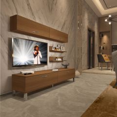 Decoraktiv Eko 5 Slm Std Krom Ayaklı Tv Ünitesi Tv Sehpası Ceviz