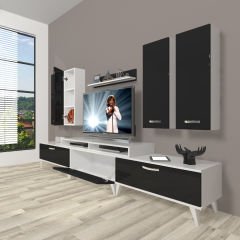 Decoraktiv Ekoflex 8D Slm Retro Tv Ünitesi Tv Sehpası Beyaz - Siyah