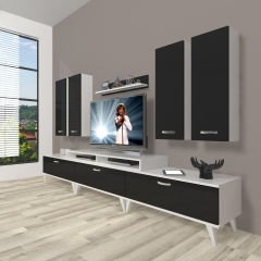 Decoraktiv Ekoflex 8D Slm Retro Tv Ünitesi Tv Sehpası Beyaz - Siyah