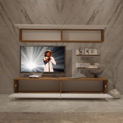 Decoraktiv Eko 5 Slm Std Krom Ayaklı Tv Ünitesi Tv Sehpası Ceviz - Beyaz