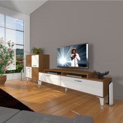 Decoraktiv Ekoflex On Slm Silver Tv Ünitesi Tv Sehpası Ceviz - Beyaz