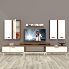 Decoraktiv Ekoflex 8D Slm Retro Tv Ünitesi Tv Sehpası Ceviz - Beyaz