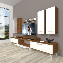Decoraktiv Ekoflex 8D Slm Retro Tv Ünitesi Tv Sehpası Ceviz - Beyaz