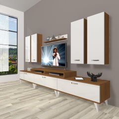 Decoraktiv Ekoflex 8D Slm Retro Tv Ünitesi Tv Sehpası Ceviz - Beyaz