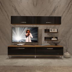 Decoraktiv Eko 5 Slm Std Krom Ayaklı Tv Ünitesi Tv Sehpası Ceviz - Siyah