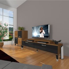 Decoraktiv Ekoflex On Slm Silver Tv Ünitesi Tv Sehpası Ceviz - Siyah