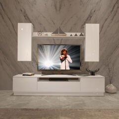 Decoraktiv Trio 5DS Mdf Tv Ünitesi Tv Sehpası Parlak Beyaz