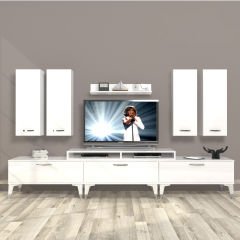 Decoraktiv Ekoflex 8D Slm Silver Tv Ünitesi Tv Sehpası Parlak Beyaz