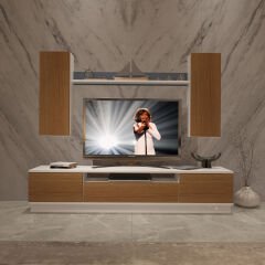 Decoraktiv Trio 5DS Mdf Tv Ünitesi Tv Sehpası Beyaz - Ceviz