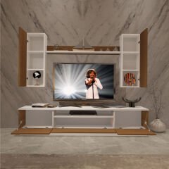 Decoraktiv Trio 5DS Mdf Tv Ünitesi Tv Sehpası Beyaz - Ceviz