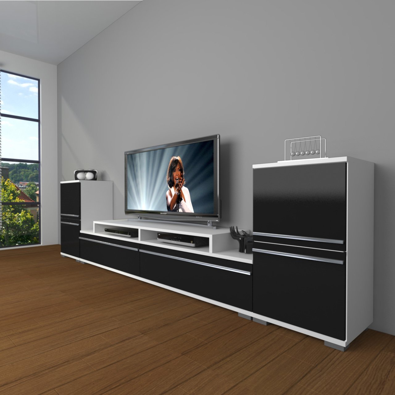 Decoraktiv Ekoflex On2 Mdf Tv Ünitesi Tv Sehpası Beyaz - Siyah