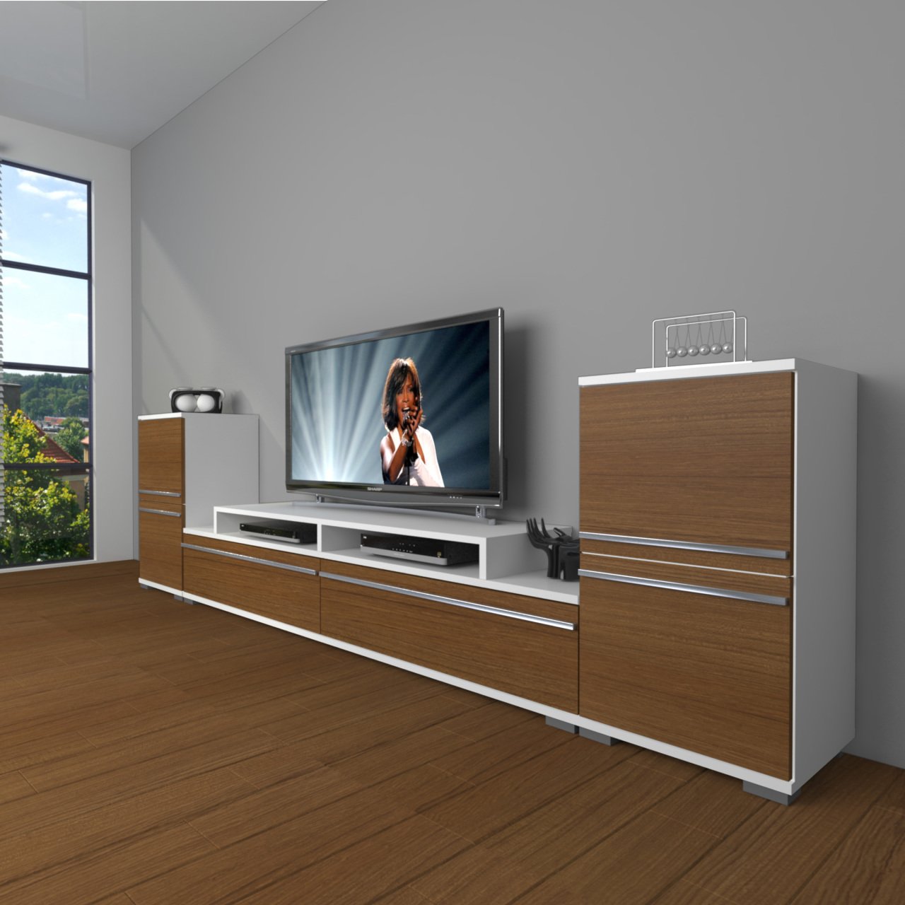 Decoraktiv Ekoflex On2 Mdf Tv Ünitesi Tv Sehpası Beyaz - Ceviz