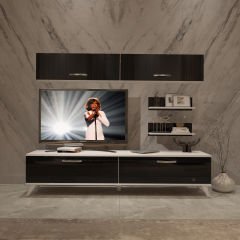 Decoraktiv Eko 5 Slm Std Retro Tv Ünitesi Tv Sehpası Beyaz - Siyah