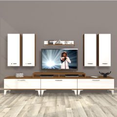 Decoraktiv Ekoflex 8D Slm Silver Tv Ünitesi Tv Sehpası Ceviz - Beyaz