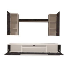 Decoraktiv Trio 5DS Mdf Tv Ünitesi Tv Sehpası Beyaz - Siyah Mermer