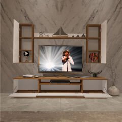 Decoraktiv Trio 5DS Mdf Tv Ünitesi Tv Sehpası Ceviz - Beyaz