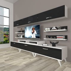 Decoraktiv Ekoflex 8Y Slm Retro Tv Ünitesi Tv Sehpası Beyaz - Siyah
