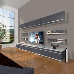 Decoraktiv Eko 8Y Mdf Tv Ünitesi Tv Sehpası Beyaz - Antrasit