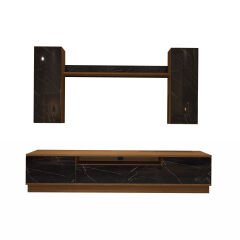 Decoraktiv Trio 5DS Mdf Tv Ünitesi Tv Sehpası Ceviz - Siyah Mermer