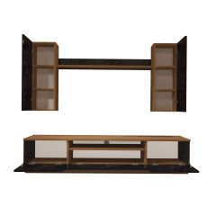Decoraktiv Trio 5DS Mdf Tv Ünitesi Tv Sehpası Ceviz - Siyah Mermer