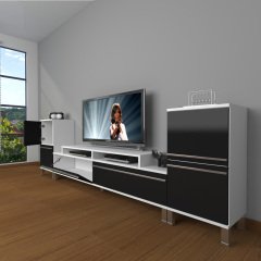 Decoraktiv Ekoflex On2 Mdf Krom Ayaklı Tv Ünitesi Tv Sehpası Beyaz - Siyah